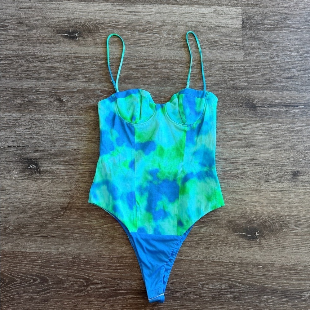 Zara Woman Blue and Green One-Piece Swimsuit